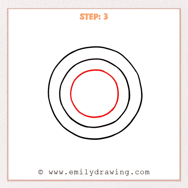 how to draw a captain americas shield - Three concentric circles forming multiple rings of Captain America’s shield.